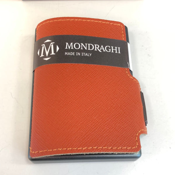 Mondraghi- saffiano orange stitched